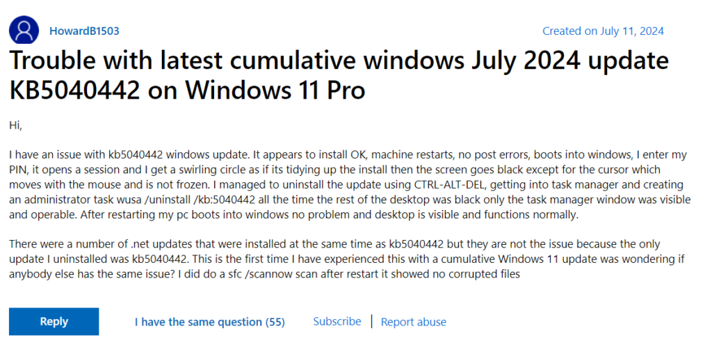 KB5040442 on Windows 11 Pro