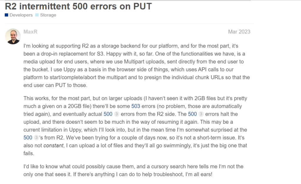 Intermittent 500 Errors on PUT Requests