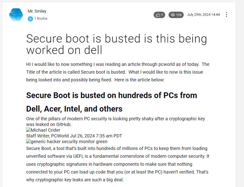 Secure Boot Issue in Dell