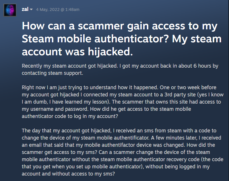 How a Scammer Can Gain Access to Your Steam Mobile Authenticator